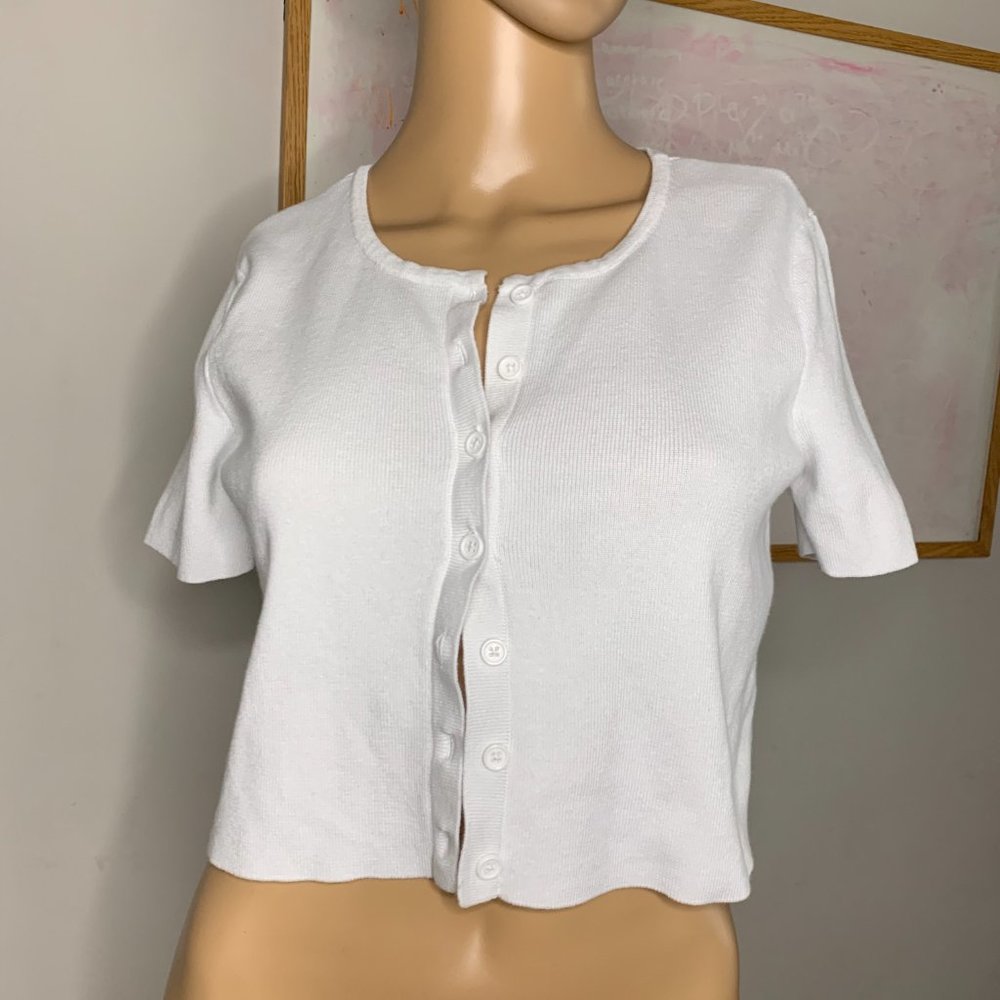 Kendall & Kylie Short Sleeve Cardigan Cropped Top